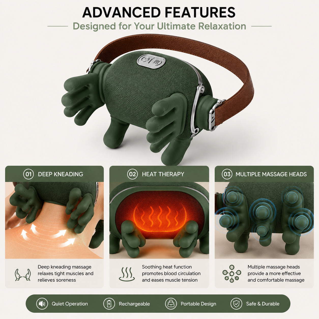 Nexora Global Neck & Shoulder Massager with Deep Kneading & Heat Therapy