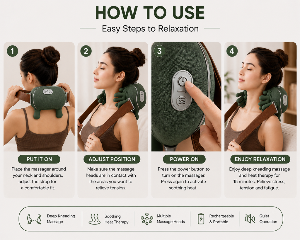 Nexora Global Neck & Shoulder Massager with Deep Kneading & Heat Therapy