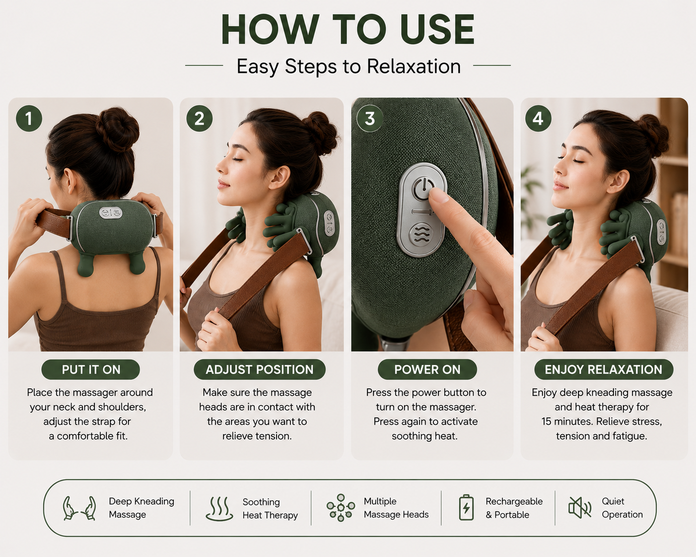 Nexora Global Neck & Shoulder Massager with Deep Kneading & Heat Therapy